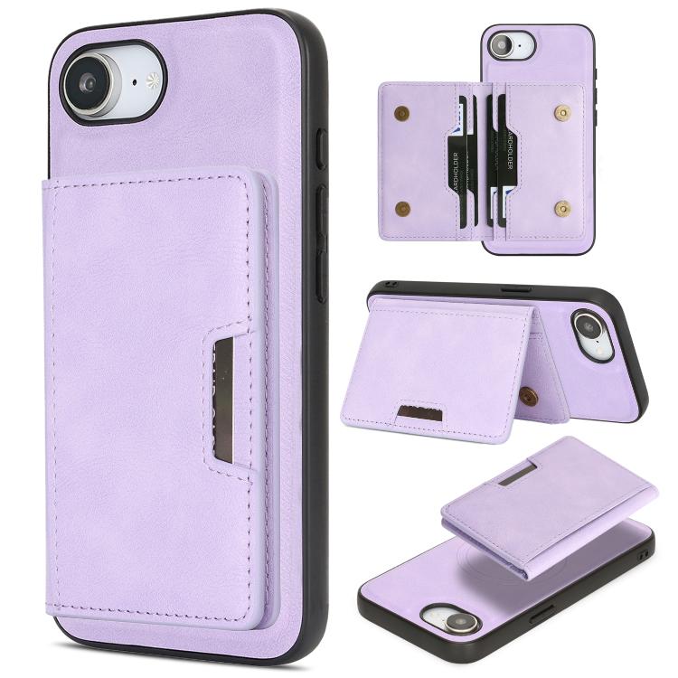 Custodia per telefono in pelle Kalebol Strong MagSafe con porta carte magnetico a due ante e chiusura a strappo., For iPhone 17 Pro, For iPhone 17, For iPhone Air, For iPhone 17e / 16e