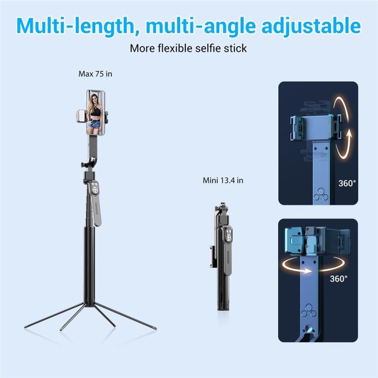 Treppiede selfie stick con tracciamento volto e doppia luce