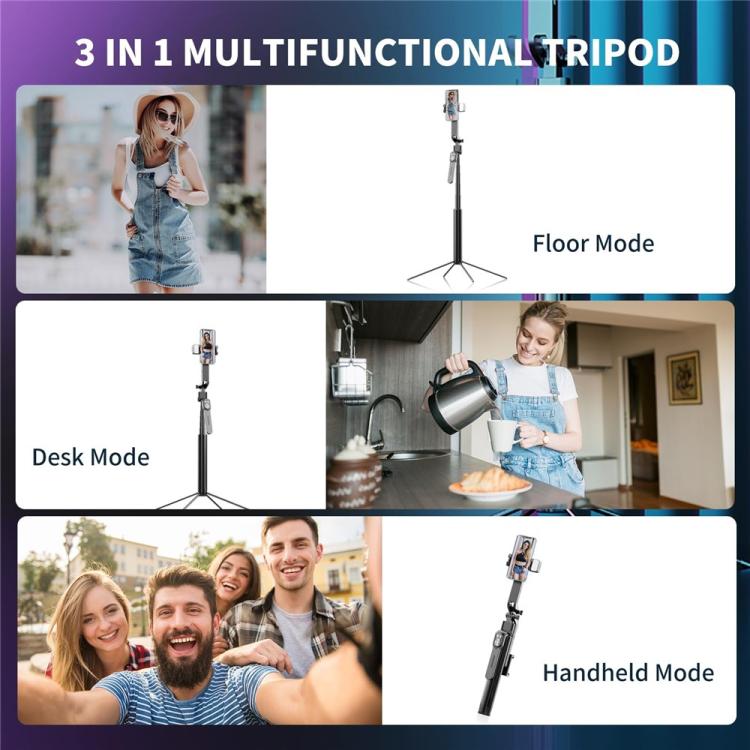 Treppiede selfie stick con tracciamento volto e doppia luce