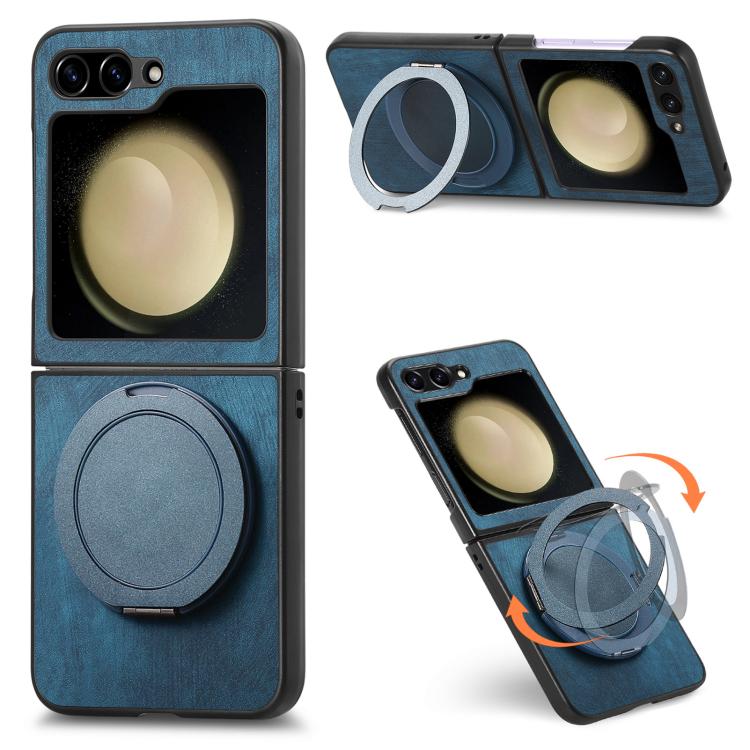 Custodia per telefono in pelle stile retrò con supporto girevole rotondo, For Galaxy Z Flip8 5G, For Galaxy Z Flip7 5G, For Galaxy Z Flip6 5G, For Galaxy Z Flip5 5G