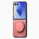 Custodia per telefono in pelle stile retrò con supporto girevole rotondo, For Galaxy Z Flip8 5G, For Galaxy Z Flip7 5G, For Galaxy Z Flip6 5G, For Galaxy Z Flip5 5G
