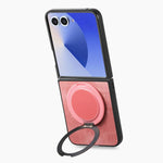 Custodia per telefono in pelle stile retrò con supporto girevole rotondo, For Galaxy Z Flip8 5G, For Galaxy Z Flip7 5G, For Galaxy Z Flip6 5G, For Galaxy Z Flip5 5G