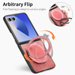 Custodia per telefono in pelle stile retrò con supporto girevole rotondo, For Galaxy Z Flip8 5G, For Galaxy Z Flip7 5G, For Galaxy Z Flip6 5G, For Galaxy Z Flip5 5G