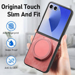 Custodia per telefono in pelle stile retrò con supporto girevole rotondo, For Galaxy Z Flip8 5G, For Galaxy Z Flip7 5G, For Galaxy Z Flip6 5G, For Galaxy Z Flip5 5G