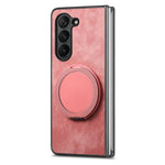 Custodia per telefono in pelle stile retrò con supporto girevole rotondo, For Galaxy Z Fold4
