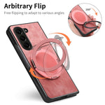Custodia per telefono in pelle stile retrò con supporto girevole rotondo, For Galaxy Z Fold4