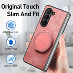 Custodia per telefono in pelle stile retrò con supporto girevole rotondo, For Galaxy Z Fold4