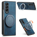 Custodia per telefono in pelle stile retrò con supporto girevole rotondo, For Galaxy Z Fold4