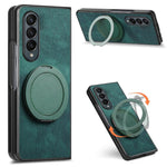 Custodia per telefono in pelle stile retrò con supporto girevole rotondo, For Galaxy Z Fold4