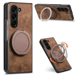Custodia per telefono in pelle stile retrò con supporto girevole rotondo, For Galaxy Z Fold8 Ultra 5G, For Galaxy Z Fold7, For Galaxy Z Fold6, For Galaxy Z Fold5