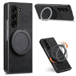 Custodia per telefono in pelle stile retrò con supporto girevole rotondo, For Galaxy Z Fold8 Ultra 5G, For Galaxy Z Fold7, For Galaxy Z Fold6, For Galaxy Z Fold5