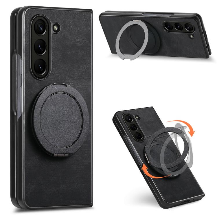 Custodia per telefono in pelle stile retrò con supporto girevole rotondo, For Galaxy Z Fold8 Ultra 5G, For Galaxy Z Fold7, For Galaxy Z Fold6, For Galaxy Z Fold5