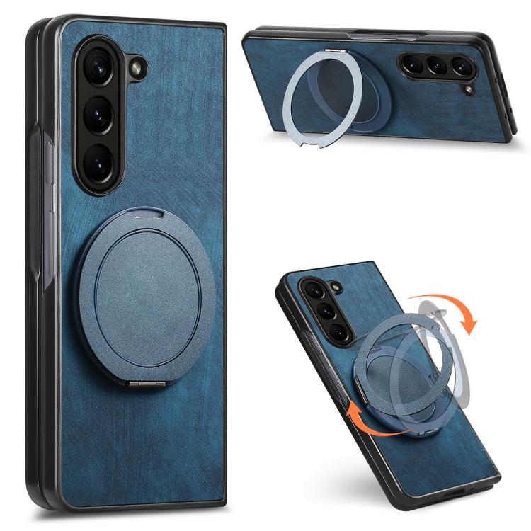 Custodia per telefono in pelle stile retrò con supporto girevole rotondo, For Galaxy Z Fold8 Ultra 5G, For Galaxy Z Fold7, For Galaxy Z Fold6, For Galaxy Z Fold5