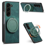 Custodia per telefono in pelle stile retrò con supporto girevole rotondo, For Galaxy Z Fold8 Ultra 5G, For Galaxy Z Fold7, For Galaxy Z Fold6, For Galaxy Z Fold5
