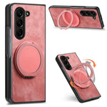 Custodia per telefono in pelle stile retrò con supporto girevole rotondo, For Galaxy Z Fold8 Ultra 5G, For Galaxy Z Fold7, For Galaxy Z Fold6, For Galaxy Z Fold5