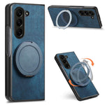 Custodia per telefono in pelle stile retrò con supporto girevole rotondo, For Galaxy Z Fold8 Ultra 5G, For Galaxy Z Fold7, For Galaxy Z Fold6, For Galaxy Z Fold5