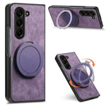 Custodia per telefono in pelle stile retrò con supporto girevole rotondo, For Galaxy Z Fold8 Ultra 5G, For Galaxy Z Fold7, For Galaxy Z Fold6, For Galaxy Z Fold5