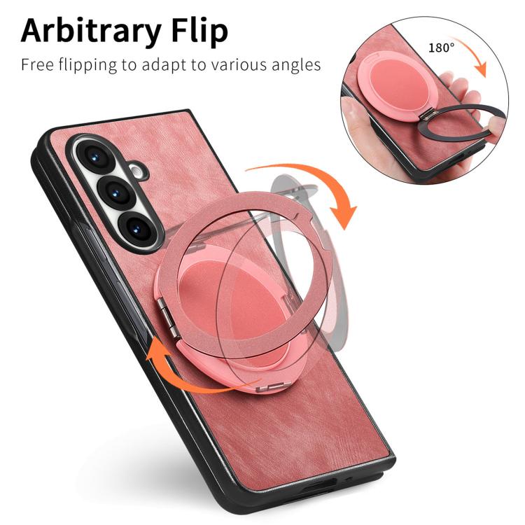 Custodia per telefono in pelle stile retrò con supporto girevole rotondo, For Galaxy Z Fold8 Ultra 5G, For Galaxy Z Fold7, For Galaxy Z Fold6, For Galaxy Z Fold5