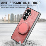 Custodia per telefono in pelle stile retrò con supporto girevole rotondo, For Galaxy Z Fold8 Ultra 5G, For Galaxy Z Fold7, For Galaxy Z Fold6, For Galaxy Z Fold5