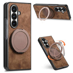 Custodia per telefono in pelle stile retrò con supporto girevole rotondo, For Galaxy Z Fold8 Ultra 5G, For Galaxy Z Fold7, For Galaxy Z Fold6, For Galaxy Z Fold5