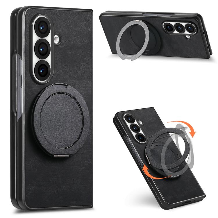Custodia per telefono in pelle stile retrò con supporto girevole rotondo, For Galaxy Z Fold8 Ultra 5G, For Galaxy Z Fold7, For Galaxy Z Fold6, For Galaxy Z Fold5