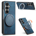 Custodia per telefono in pelle stile retrò con supporto girevole rotondo, For Galaxy Z Fold8 Ultra 5G, For Galaxy Z Fold7, For Galaxy Z Fold6, For Galaxy Z Fold5