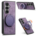 Custodia per telefono in pelle stile retrò con supporto girevole rotondo, For Galaxy Z Fold8 Ultra 5G, For Galaxy Z Fold7, For Galaxy Z Fold6, For Galaxy Z Fold5