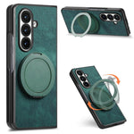 Custodia per telefono in pelle stile retrò con supporto girevole rotondo, For Galaxy Z Fold8 Ultra 5G, For Galaxy Z Fold7, For Galaxy Z Fold6, For Galaxy Z Fold5
