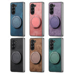 Custodia per telefono in pelle stile retrò con supporto girevole rotondo, For Galaxy Z Fold8 Ultra 5G, For Galaxy Z Fold7, For Galaxy Z Fold6, For Galaxy Z Fold5