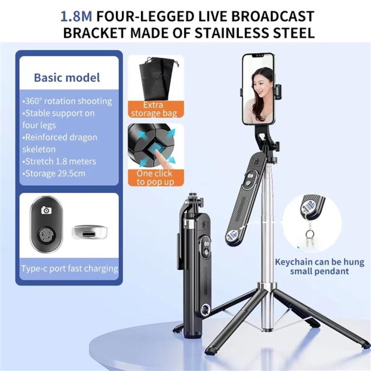 Supporto portatile a quattro gambe P510 con selfie stick