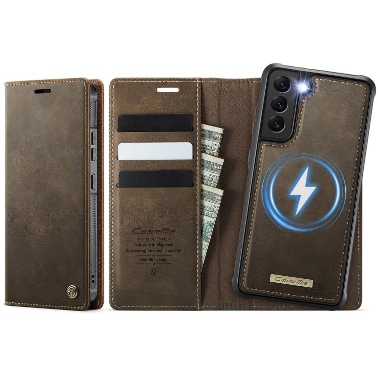 Custodia per telefono CaseMe C49 con portafoglio in pelle, magnetica, con blocco RFID e removibile., For Samsung Galaxy S22 Ultra 5G, For Samsung Galaxy S22+ 5G, For Samsung Galaxy S22 5G, For Samsung Galaxy S21 FE 5G