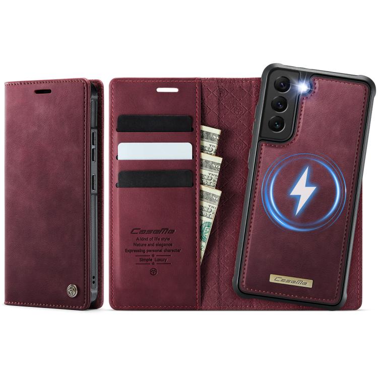 Custodia per telefono CaseMe C49 con portafoglio in pelle, magnetica, con blocco RFID e removibile., For Samsung Galaxy S22 Ultra 5G, For Samsung Galaxy S22+ 5G, For Samsung Galaxy S22 5G, For Samsung Galaxy S21 FE 5G