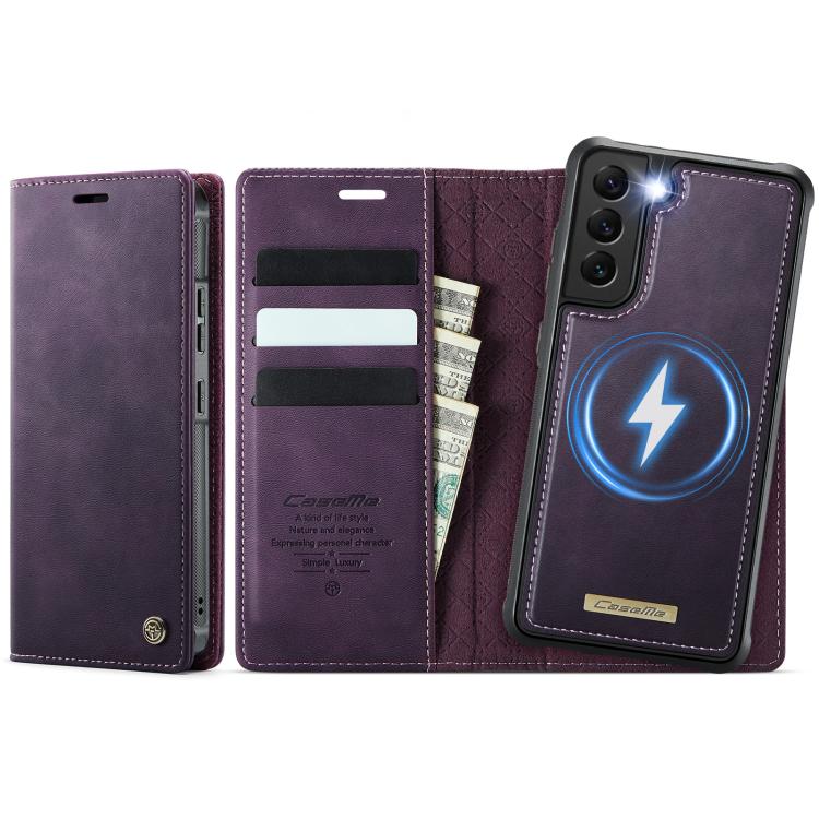 Custodia per telefono CaseMe C49 con portafoglio in pelle, magnetica, con blocco RFID e removibile., For Samsung Galaxy S22 Ultra 5G, For Samsung Galaxy S22+ 5G, For Samsung Galaxy S22 5G, For Samsung Galaxy S21 FE 5G