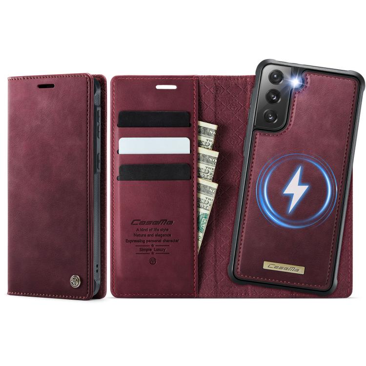 Custodia per telefono CaseMe C49 con portafoglio in pelle, magnetica, con blocco RFID e removibile., For Samsung Galaxy S22 Ultra 5G, For Samsung Galaxy S22+ 5G, For Samsung Galaxy S22 5G, For Samsung Galaxy S21 FE 5G