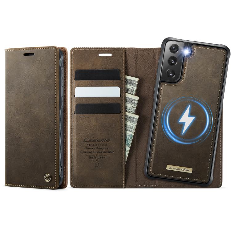 Custodia per telefono CaseMe C49 con portafoglio in pelle, magnetica, con blocco RFID e removibile., For Samsung Galaxy S22 Ultra 5G, For Samsung Galaxy S22+ 5G, For Samsung Galaxy S22 5G, For Samsung Galaxy S21 FE 5G