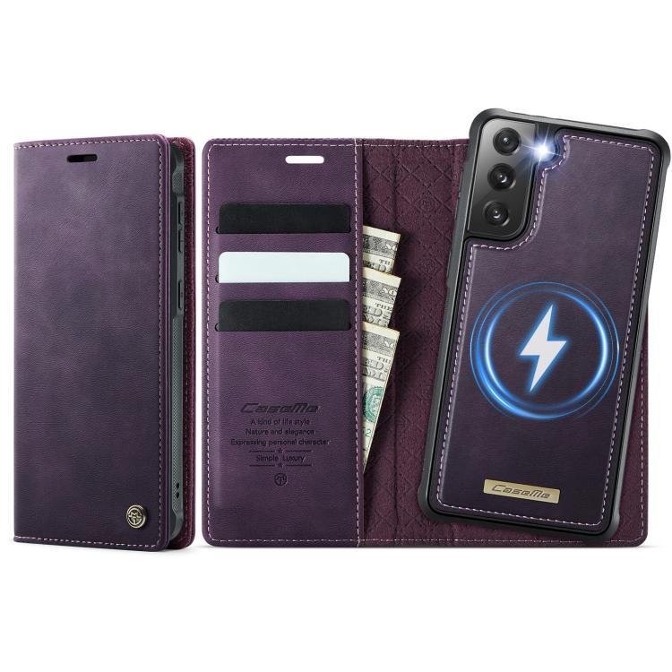 Custodia per telefono CaseMe C49 con portafoglio in pelle, magnetica, con blocco RFID e removibile., For Samsung Galaxy S22 Ultra 5G, For Samsung Galaxy S22+ 5G, For Samsung Galaxy S22 5G, For Samsung Galaxy S21 FE 5G