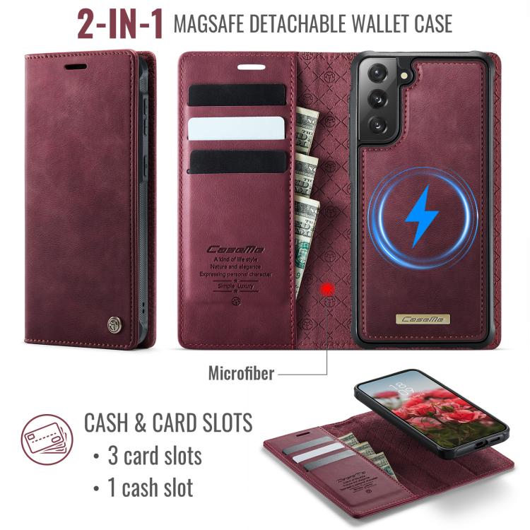Custodia per telefono CaseMe C49 con portafoglio in pelle, magnetica, con blocco RFID e removibile., For Samsung Galaxy S21 5G, For Samsung Galaxy S21+ 5G, For Samsung Galaxy S21 Ultra 5G, For Samsung Galaxy S20 Ultra