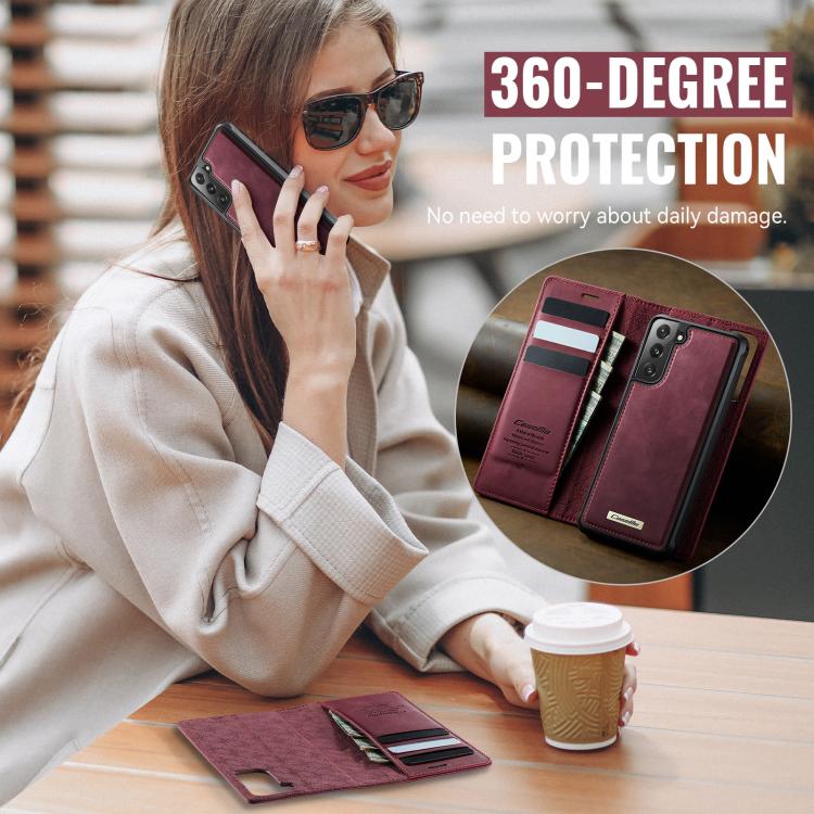 Custodia per telefono CaseMe C49 con portafoglio in pelle, magnetica, con blocco RFID e removibile., For Samsung Galaxy S21 5G, For Samsung Galaxy S21+ 5G, For Samsung Galaxy S21 Ultra 5G, For Samsung Galaxy S20 Ultra