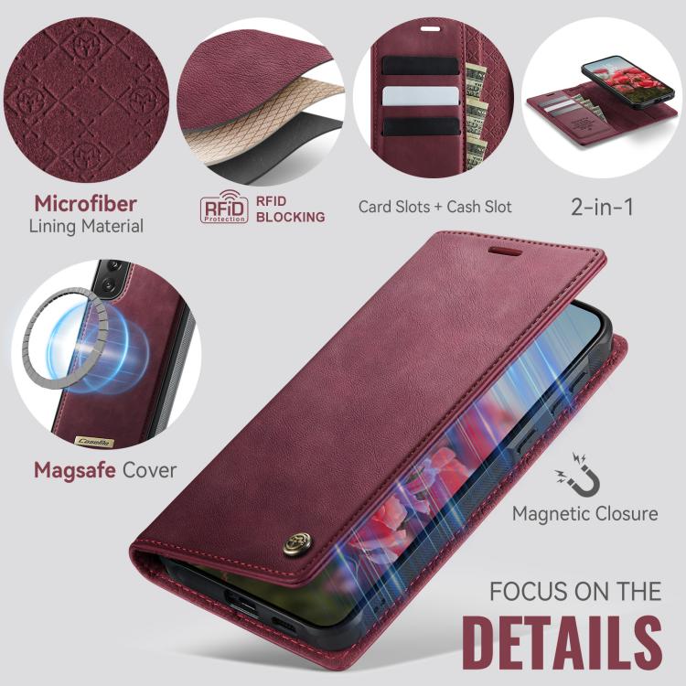 Custodia per telefono CaseMe C49 con portafoglio in pelle, magnetica, con blocco RFID e removibile., For Samsung Galaxy S21 5G, For Samsung Galaxy S21+ 5G, For Samsung Galaxy S21 Ultra 5G, For Samsung Galaxy S20 Ultra