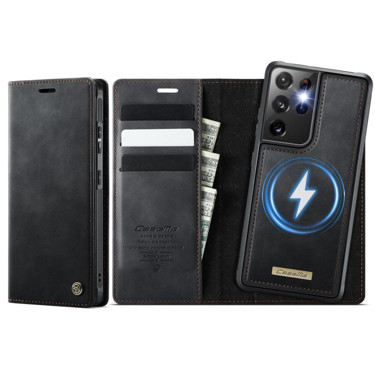 Custodia per telefono CaseMe C49 con portafoglio in pelle, magnetica, con blocco RFID e removibile., For Samsung Galaxy S21 5G, For Samsung Galaxy S21+ 5G, For Samsung Galaxy S21 Ultra 5G, For Samsung Galaxy S20 Ultra