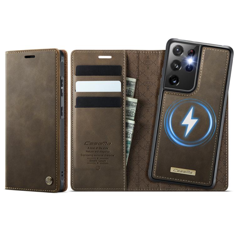 Custodia per telefono CaseMe C49 con portafoglio in pelle, magnetica, con blocco RFID e removibile., For Samsung Galaxy S21 5G, For Samsung Galaxy S21+ 5G, For Samsung Galaxy S21 Ultra 5G, For Samsung Galaxy S20 Ultra