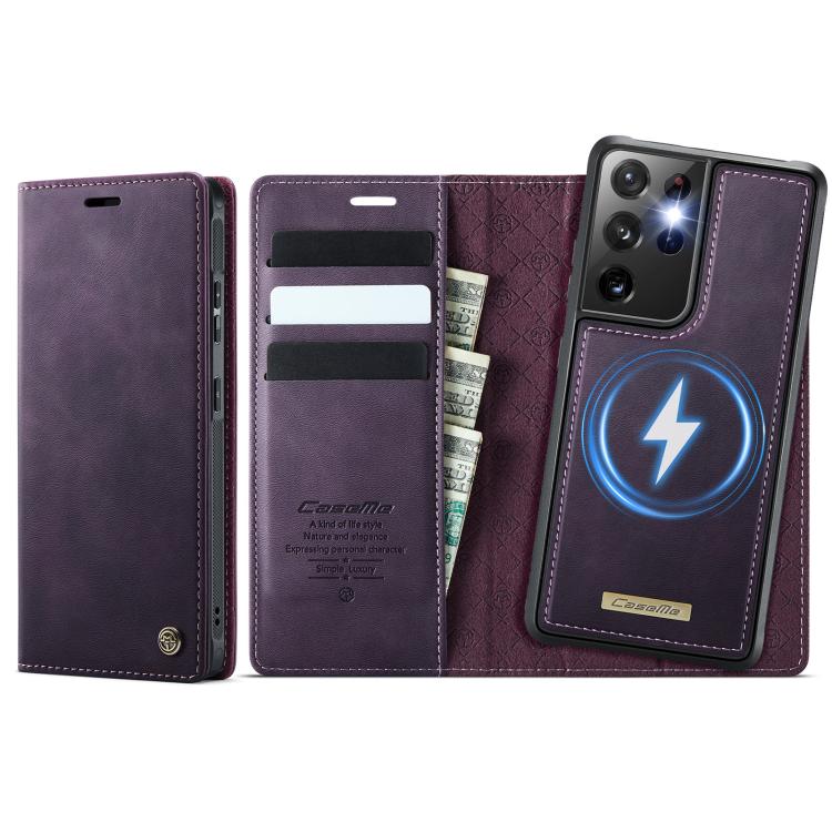Custodia per telefono CaseMe C49 con portafoglio in pelle, magnetica, con blocco RFID e removibile., For Samsung Galaxy S21 5G, For Samsung Galaxy S21+ 5G, For Samsung Galaxy S21 Ultra 5G, For Samsung Galaxy S20 Ultra