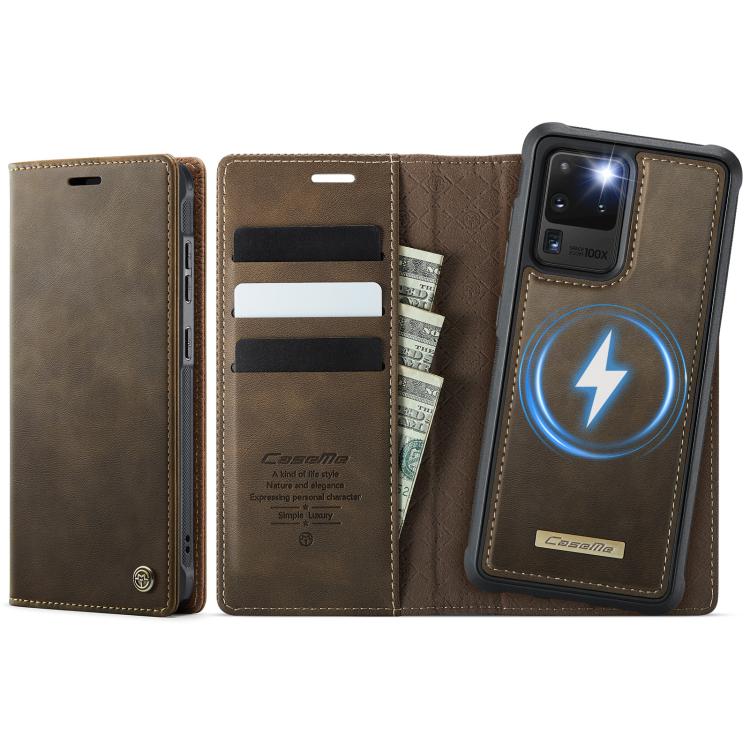 Custodia per telefono CaseMe C49 con portafoglio in pelle, magnetica, con blocco RFID e removibile., For Samsung Galaxy S21 5G, For Samsung Galaxy S21+ 5G, For Samsung Galaxy S21 Ultra 5G, For Samsung Galaxy S20 Ultra