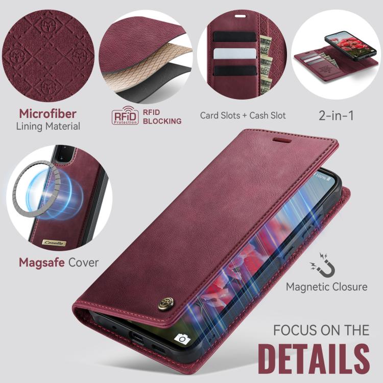 Custodia per telefono CaseMe C49 con portafoglio in pelle, magnetica, con blocco RFID e removibile., For Samsung Galaxy S20, For Samsung Galaxy S20+, For Samsung Galaxy A17, For Samsung Galaxy S24 / S25
