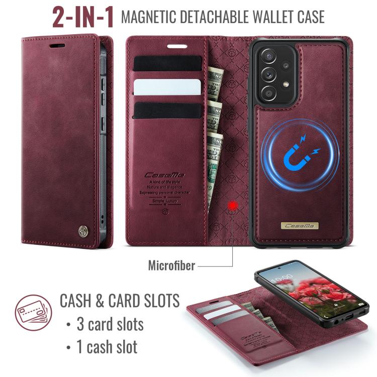 Custodia per telefono CaseMe C49 con portafoglio in pelle, magnetica, con blocco RFID e removibile., For Samsung Galaxy A52 / A52s
