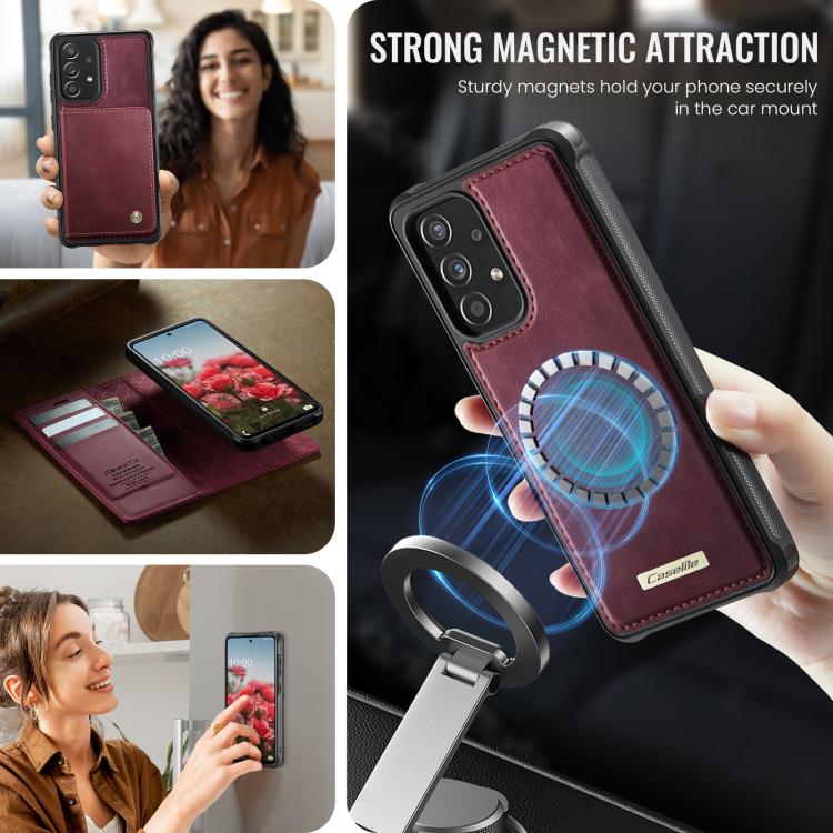 Custodia per telefono CaseMe C49 con portafoglio in pelle, magnetica, con blocco RFID e removibile., For Samsung Galaxy A52 / A52s