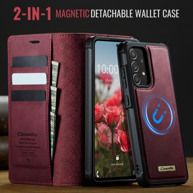 Custodia per telefono CaseMe C49 con portafoglio in pelle, magnetica, con blocco RFID e removibile., For Samsung Galaxy A52 / A52s