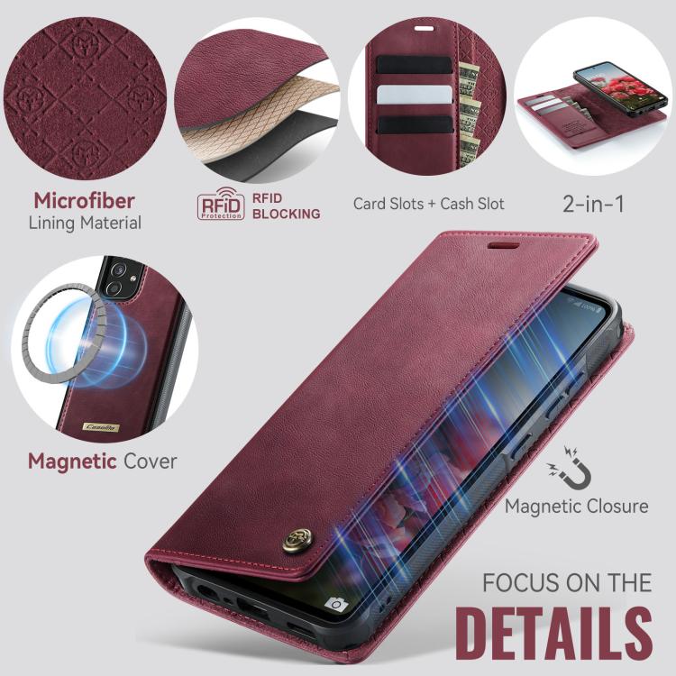 Custodia per telefono CaseMe C49 con portafoglio in pelle, magnetica, con blocco RFID e removibile., For Samsung Galaxy A52 / A52s