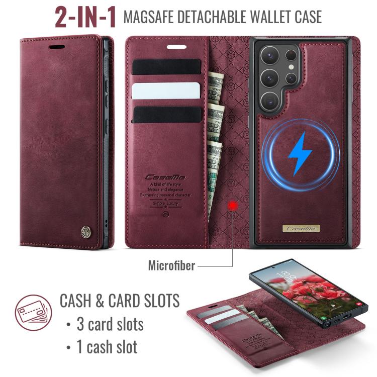Custodia per telefono CaseMe C49 con portafoglio in pelle, magnetica, con blocco RFID e removibile., For Samsung Galaxy S22 Ultra 5G, For Samsung Galaxy S22+ 5G, For Samsung Galaxy S22 5G, For Samsung Galaxy S21 FE 5G