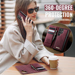Custodia per telefono CaseMe C49 con portafoglio in pelle, magnetica, con blocco RFID e removibile., For Samsung Galaxy S22 Ultra 5G, For Samsung Galaxy S22+ 5G, For Samsung Galaxy S22 5G, For Samsung Galaxy S21 FE 5G